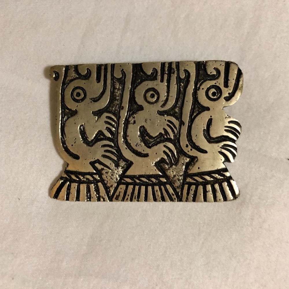 Vintage Etched Brooch